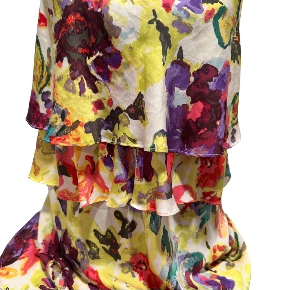 Daisy Fuentes Sleeveless Layered Floral Blouse Soft Vibrant No Sheer Large - Picture 9 of 16